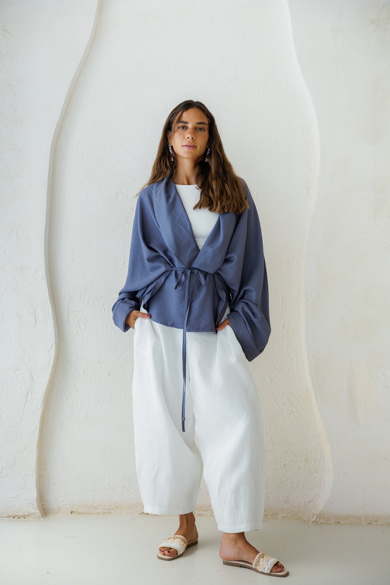 Daisy Field Cardigan - Dusty Blue