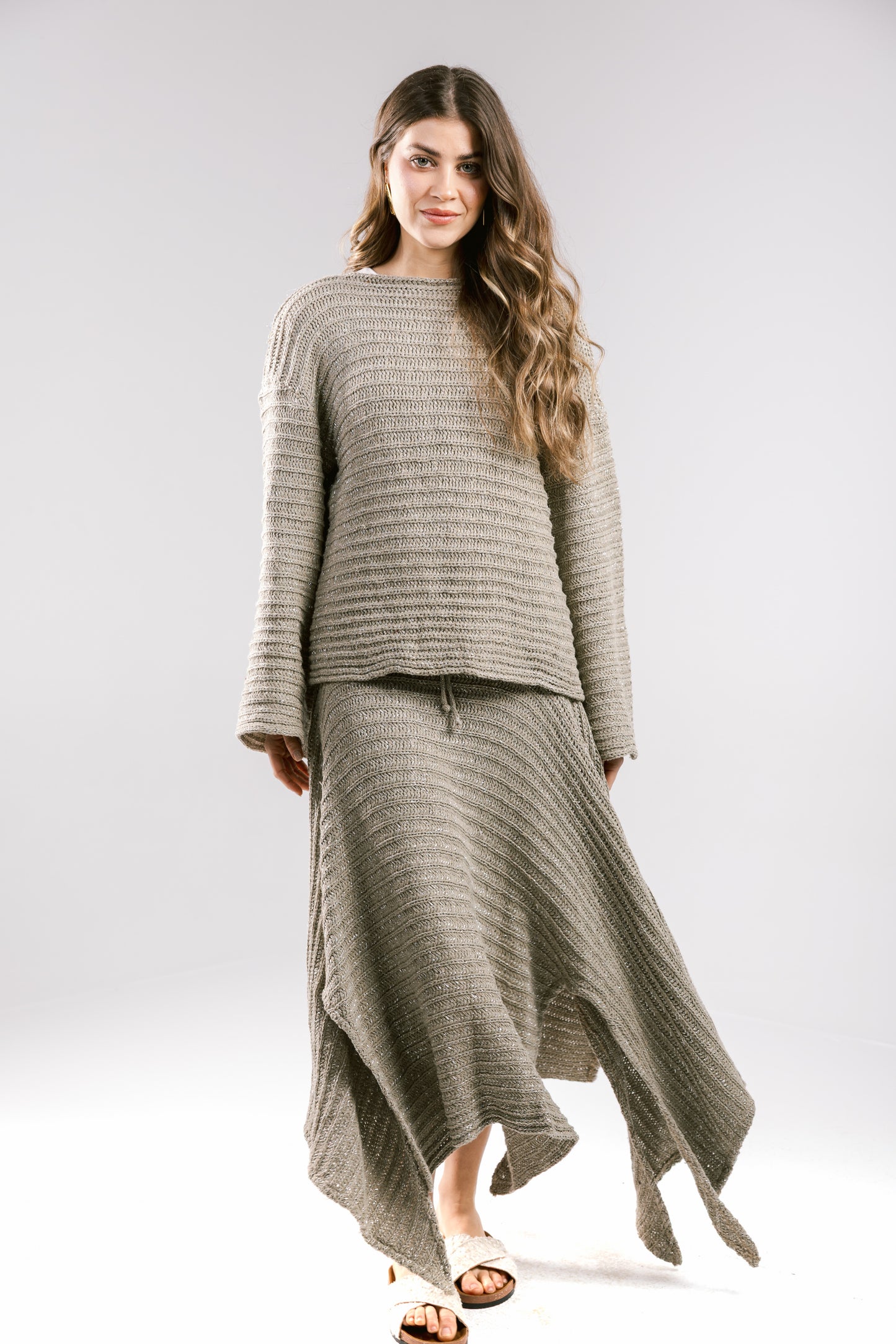 Shore Nights Crochet Skirt - Taupe