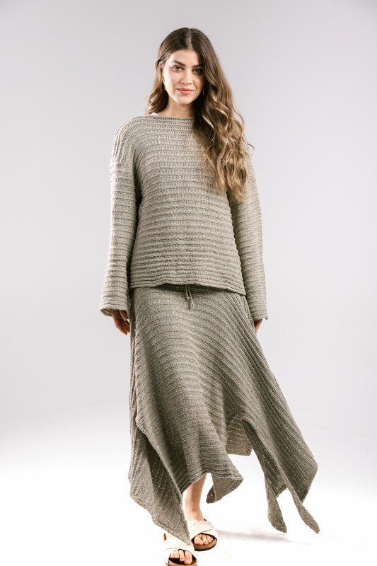 Shore Nights Crochet Skirt - Taupe