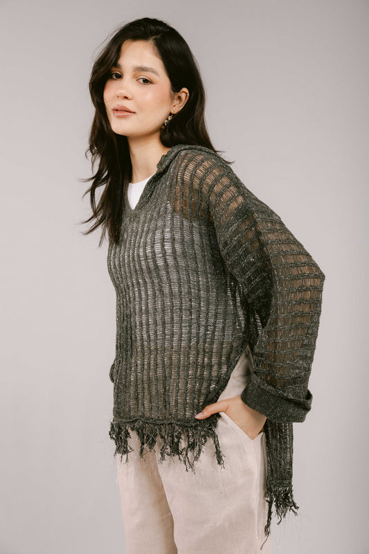 By The Beach Crochet Top - Olive