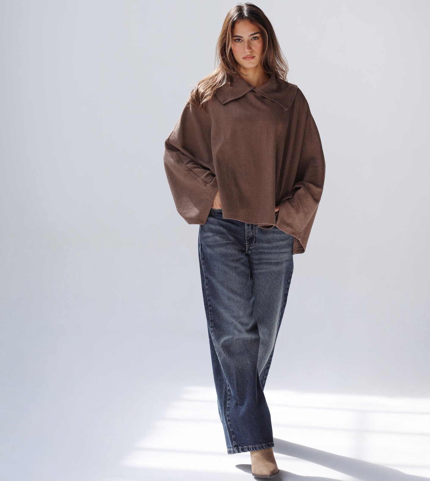 Wonderlust Knit Cape - Brown