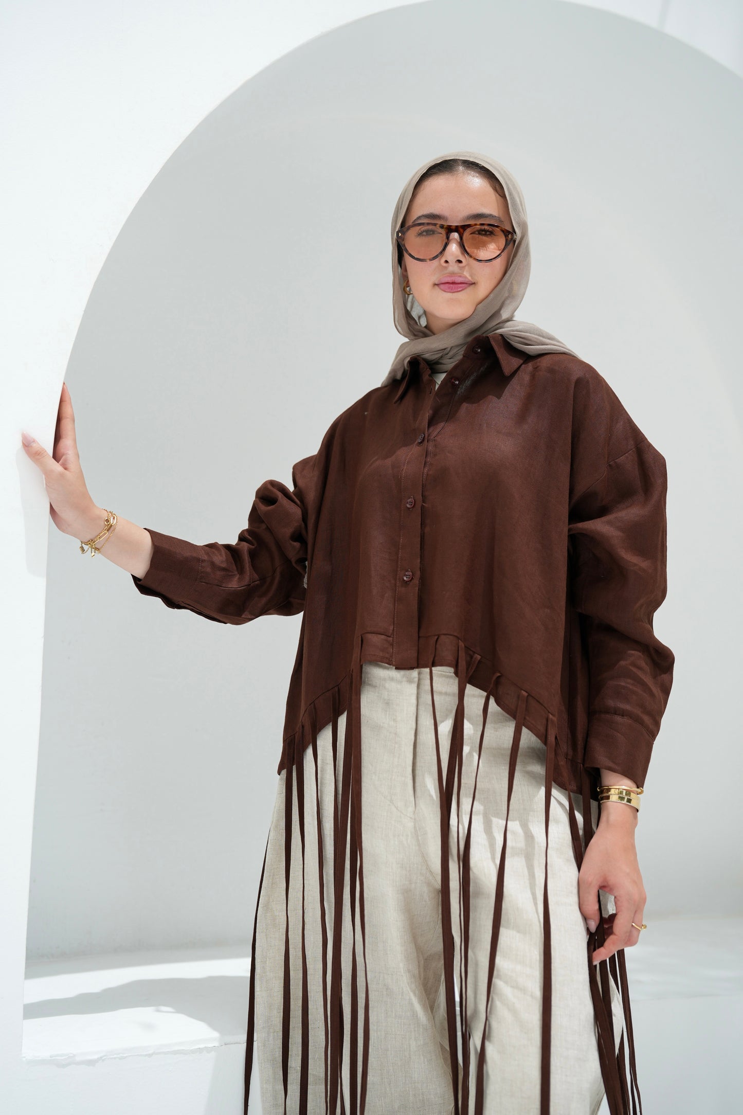 Girl’s Girl Linen Top - Brown