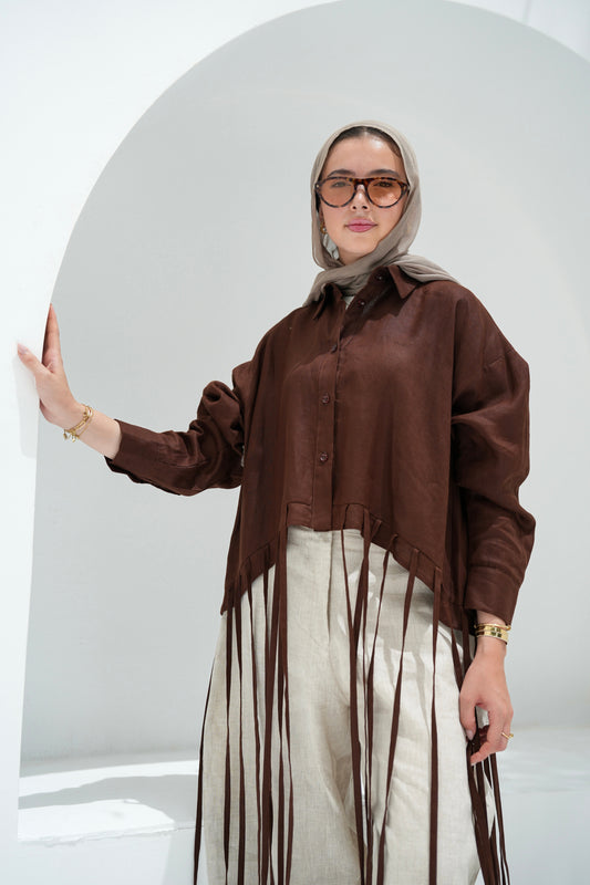Girl’s Girl Linen Top - Brown