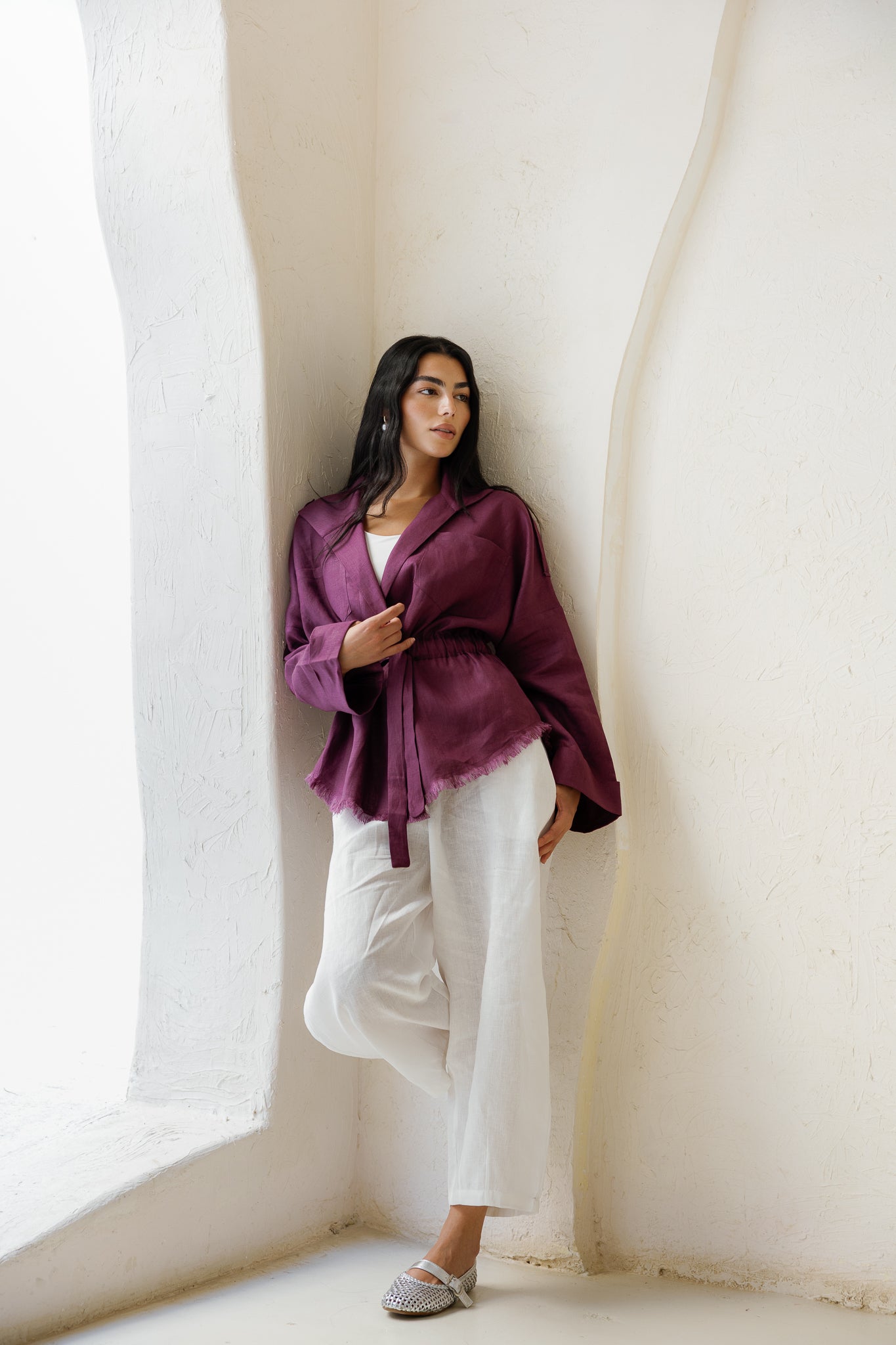 Amalia’s Signature Linen Top - Purple