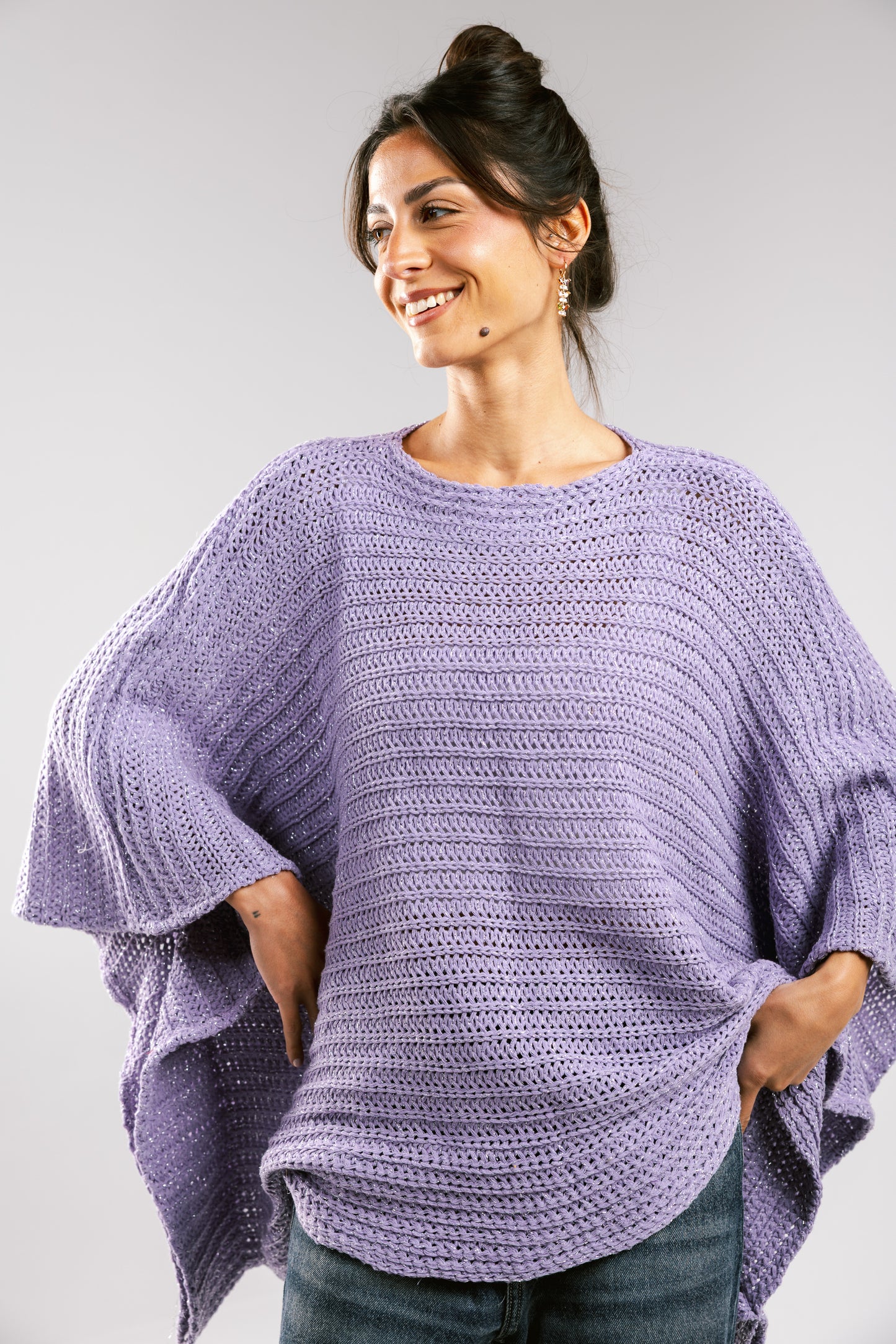 Seen At Sunset Crochet Cape in Lilac