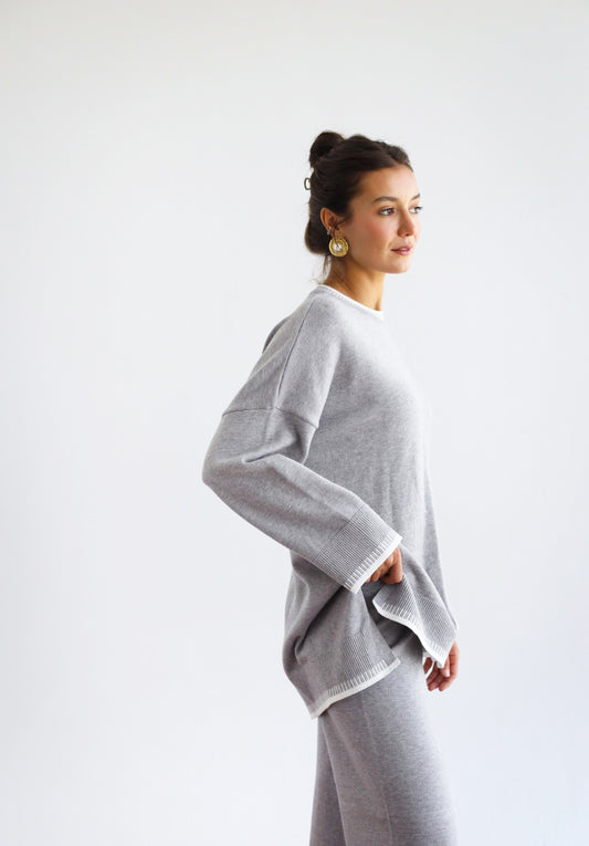 Minding My Business Knit Set - Grey