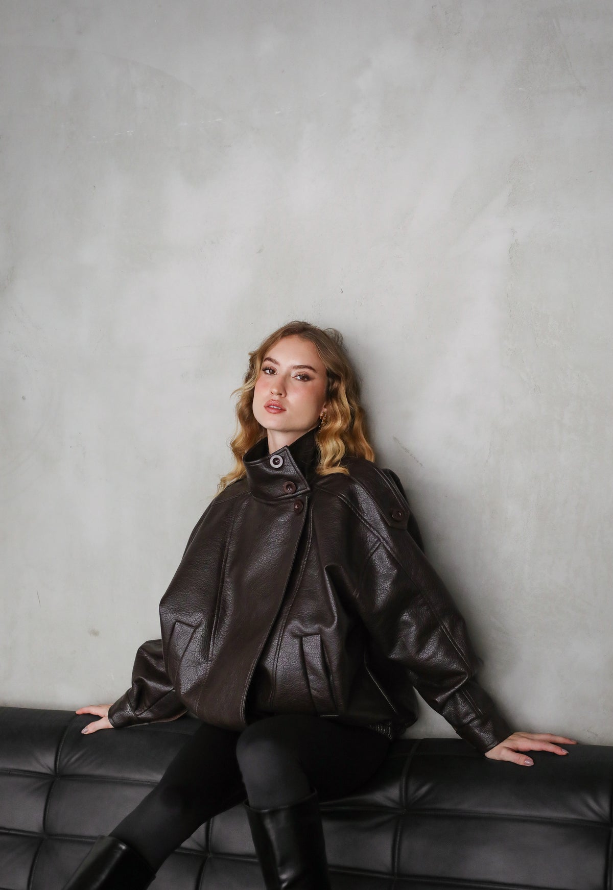 One of One Leather Biker Jacket - Brown