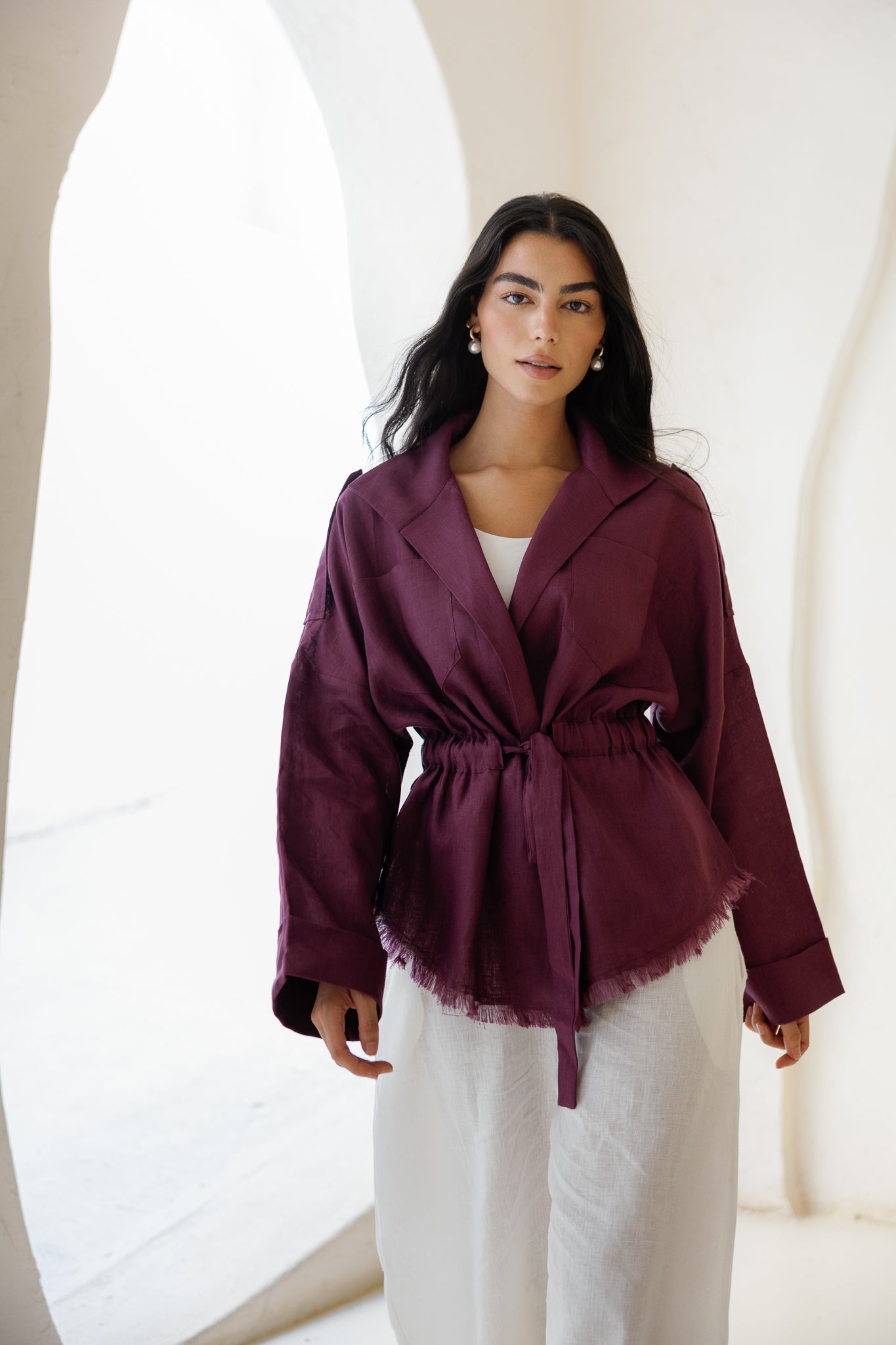 Amalia’s Signature Linen Top - Purple