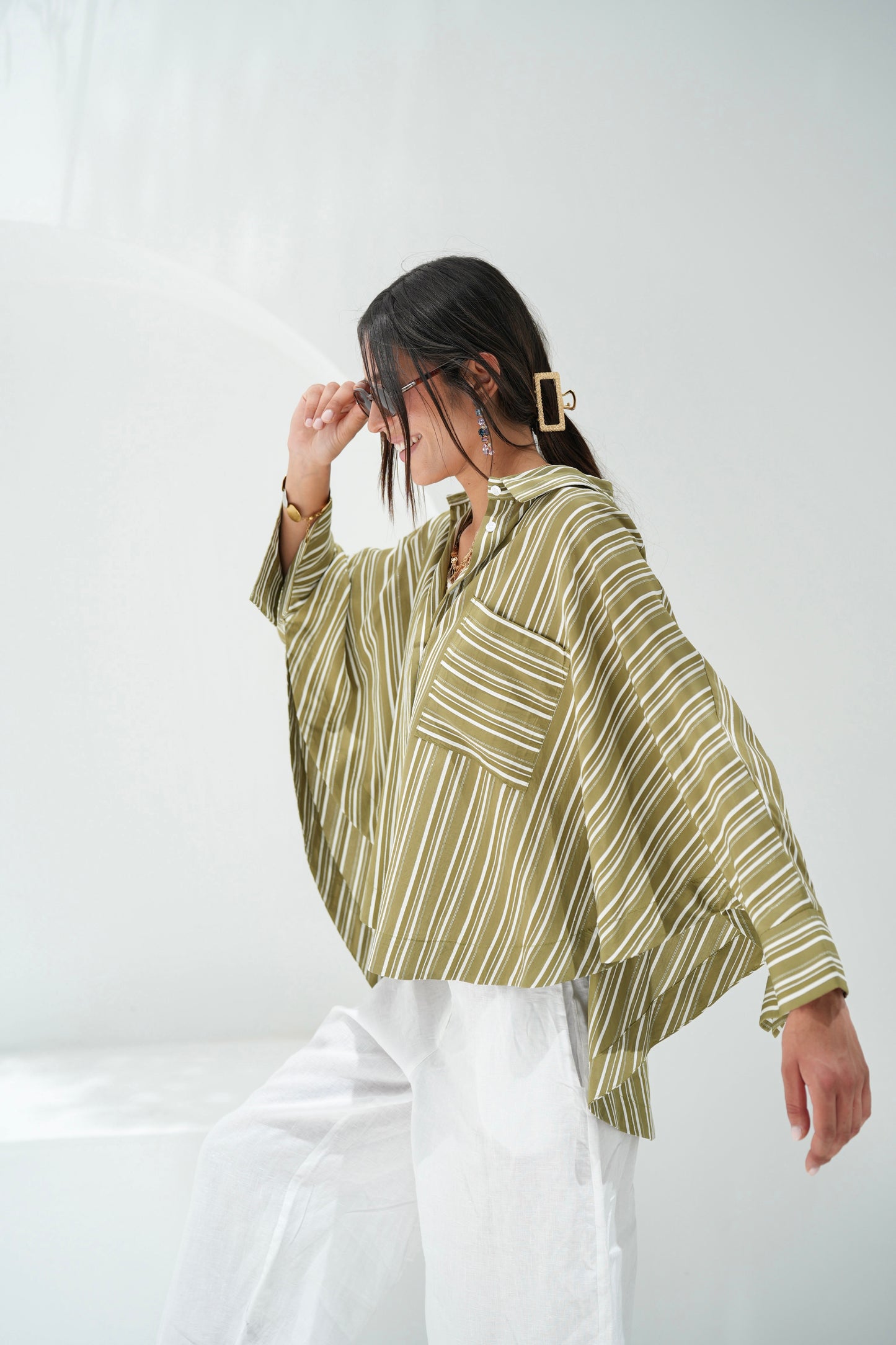 Over The Rainbow Striped Shirt - Olive