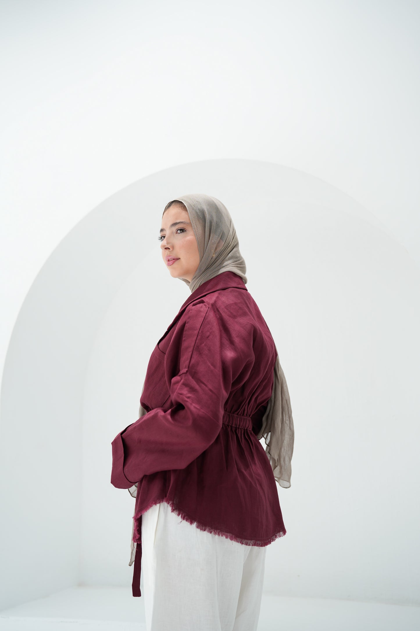 Amalia’s Signature Linen Top - Burgundy