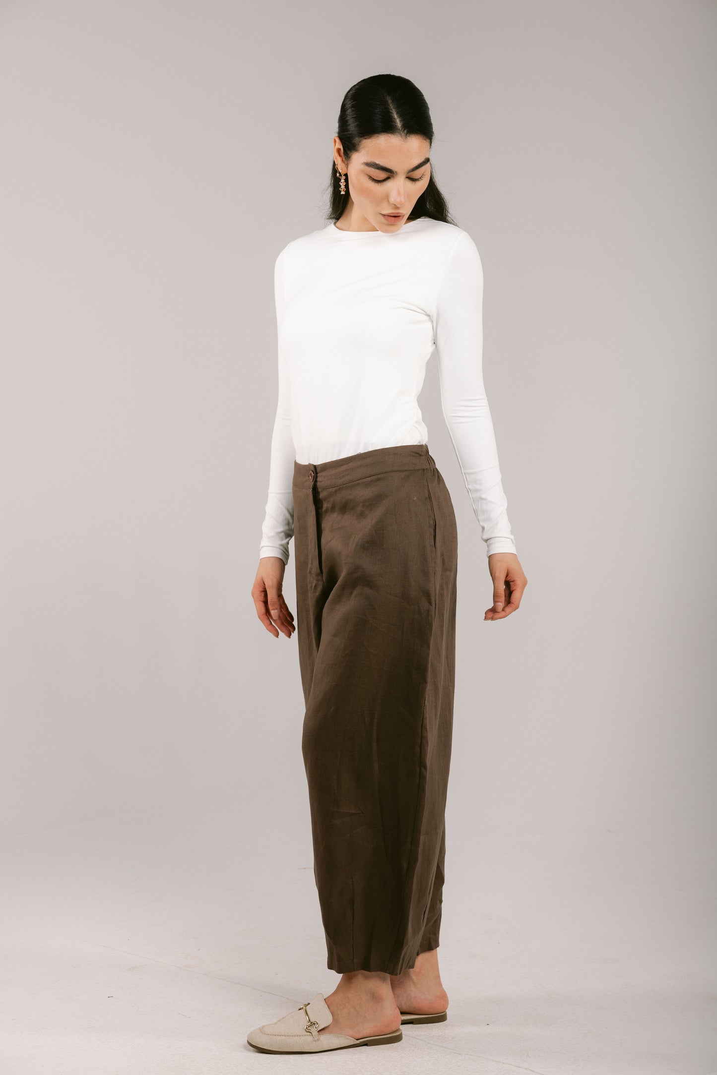 Essential Balloon Linen Pants - Brown