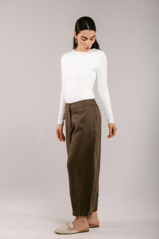 Essential Balloon Linen Pants - Brown