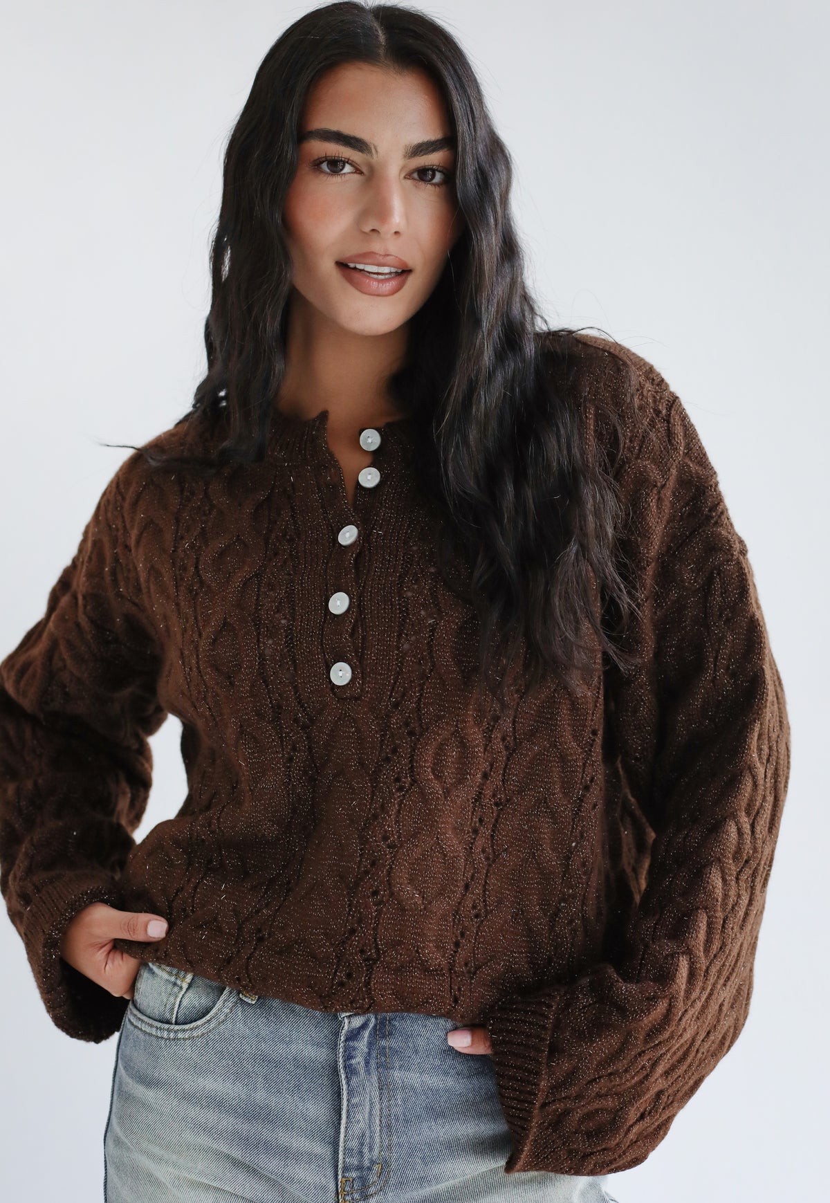 Sweet as you knit sweater - Brown