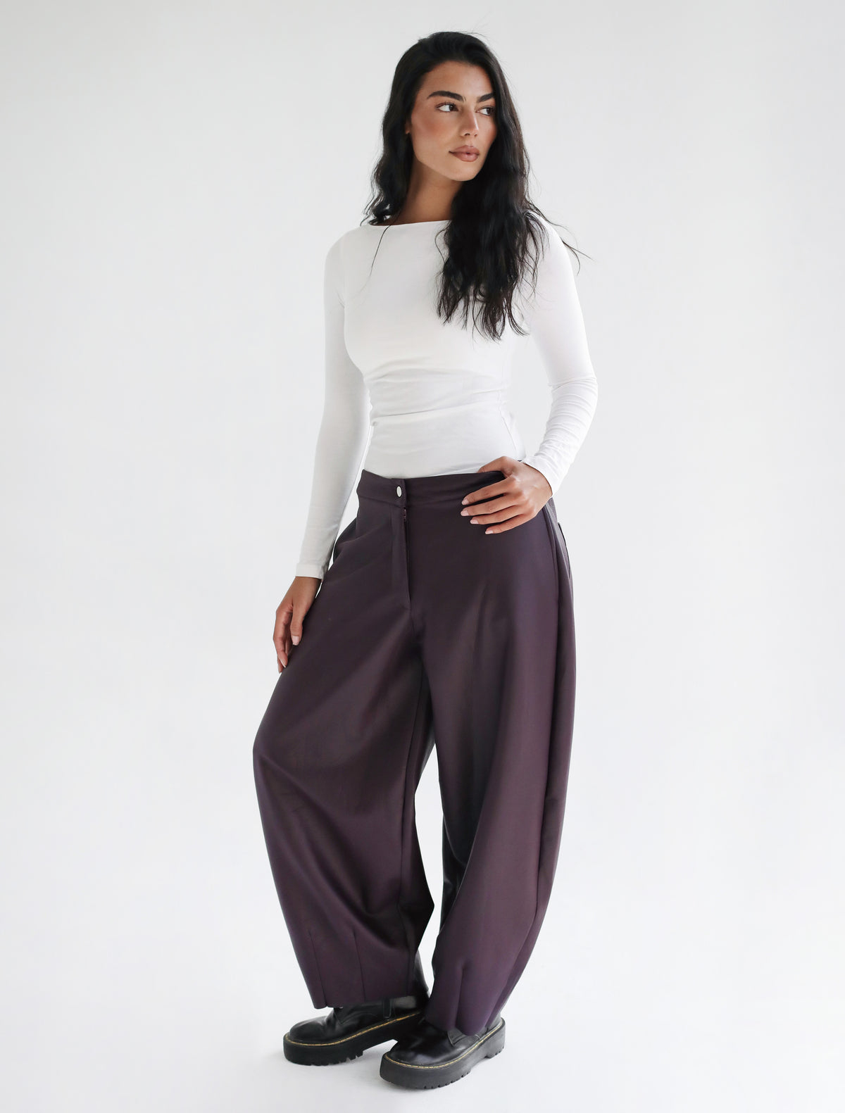 Essential Balloon Leather Pants - Burgundy