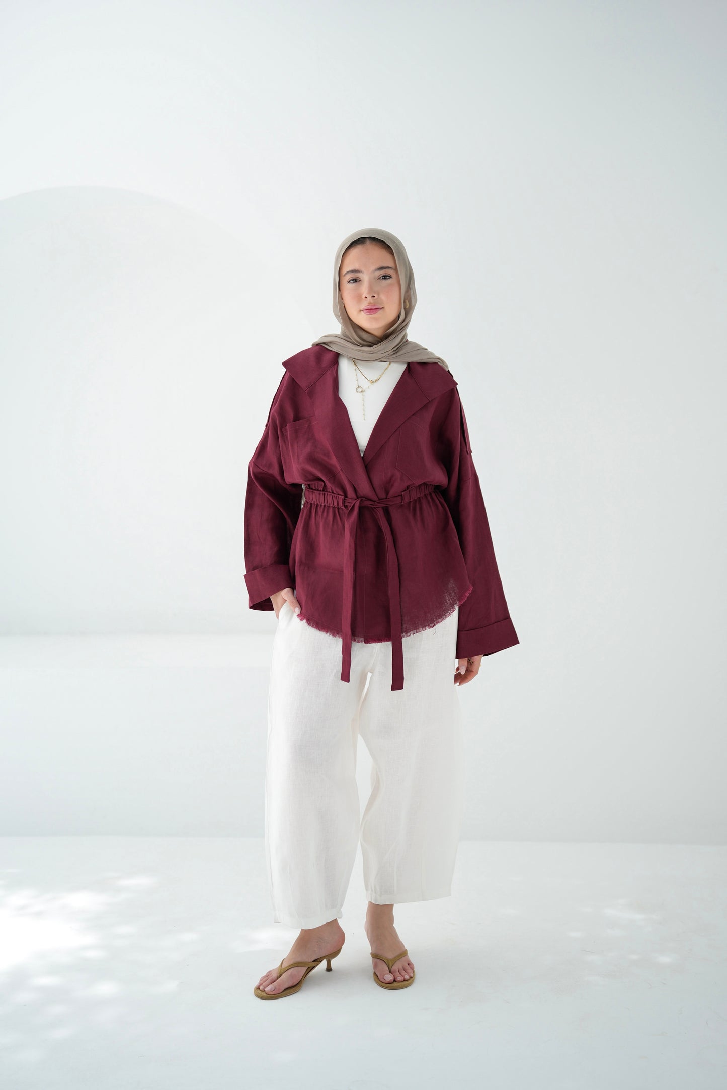Amalia’s Signature Linen Top - Burgundy