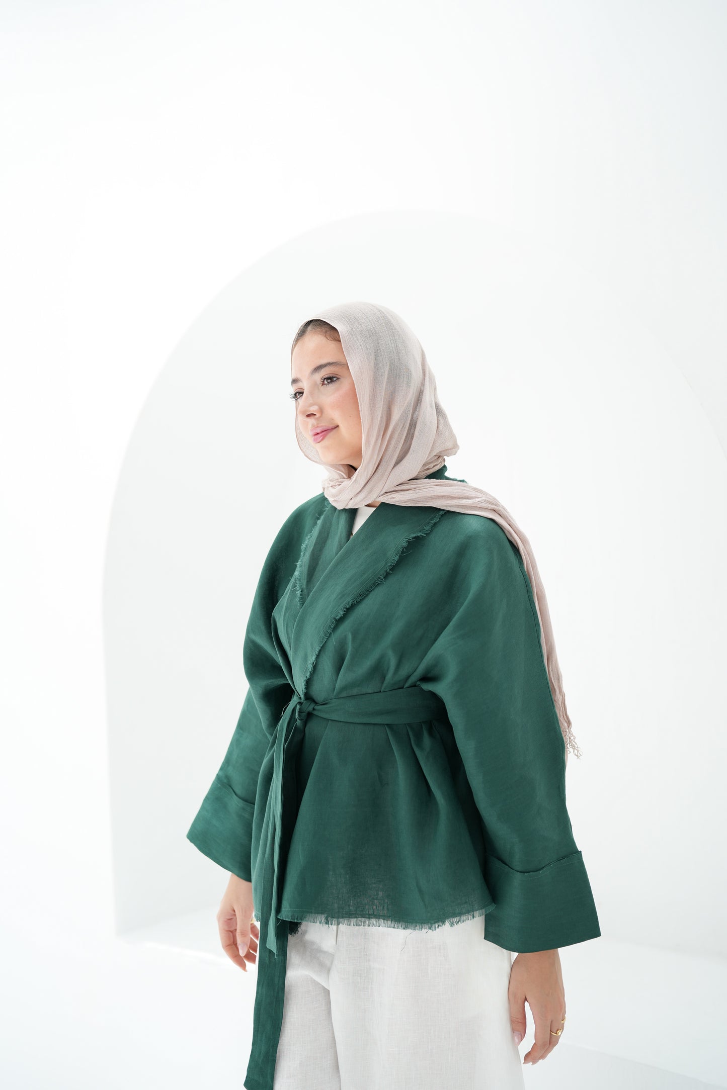 Sun Chaser Linen Cardigan - Emerald Green