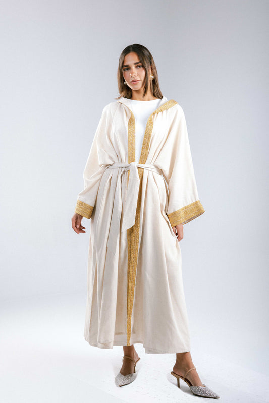 Marrakesh Linen Kaftan in Beige