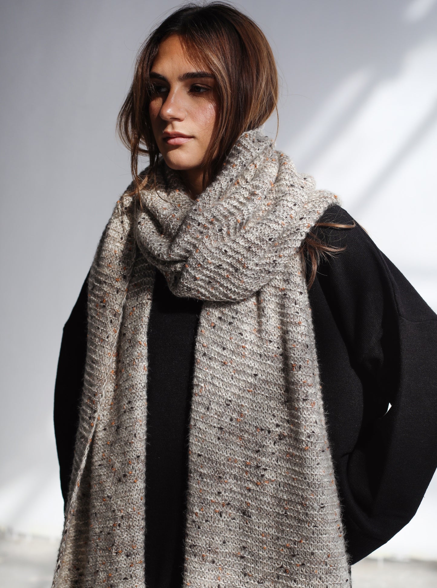 Winter Chill Knit Scarf - Oatmeal Beige