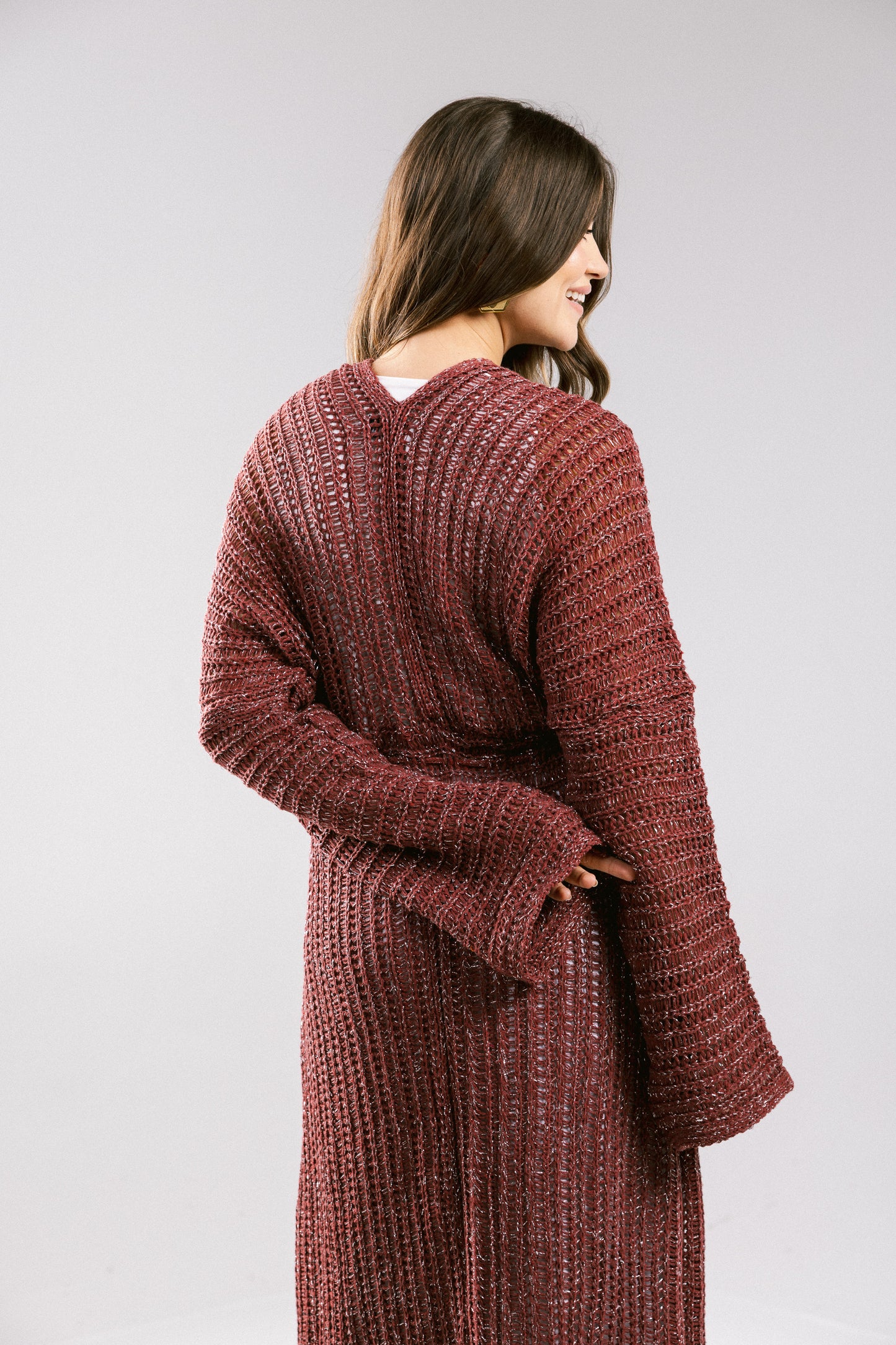 Sunbeam Crochet Coverup Dress - Burgundy