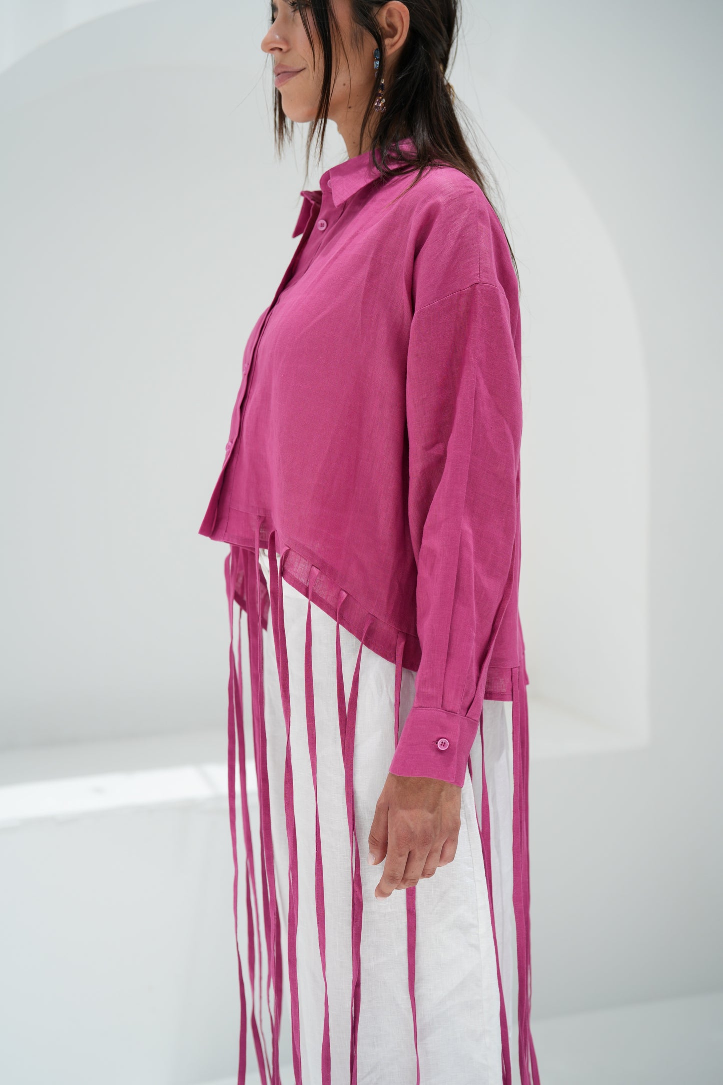 Girl’s Girl Linen Top - Berry Pink