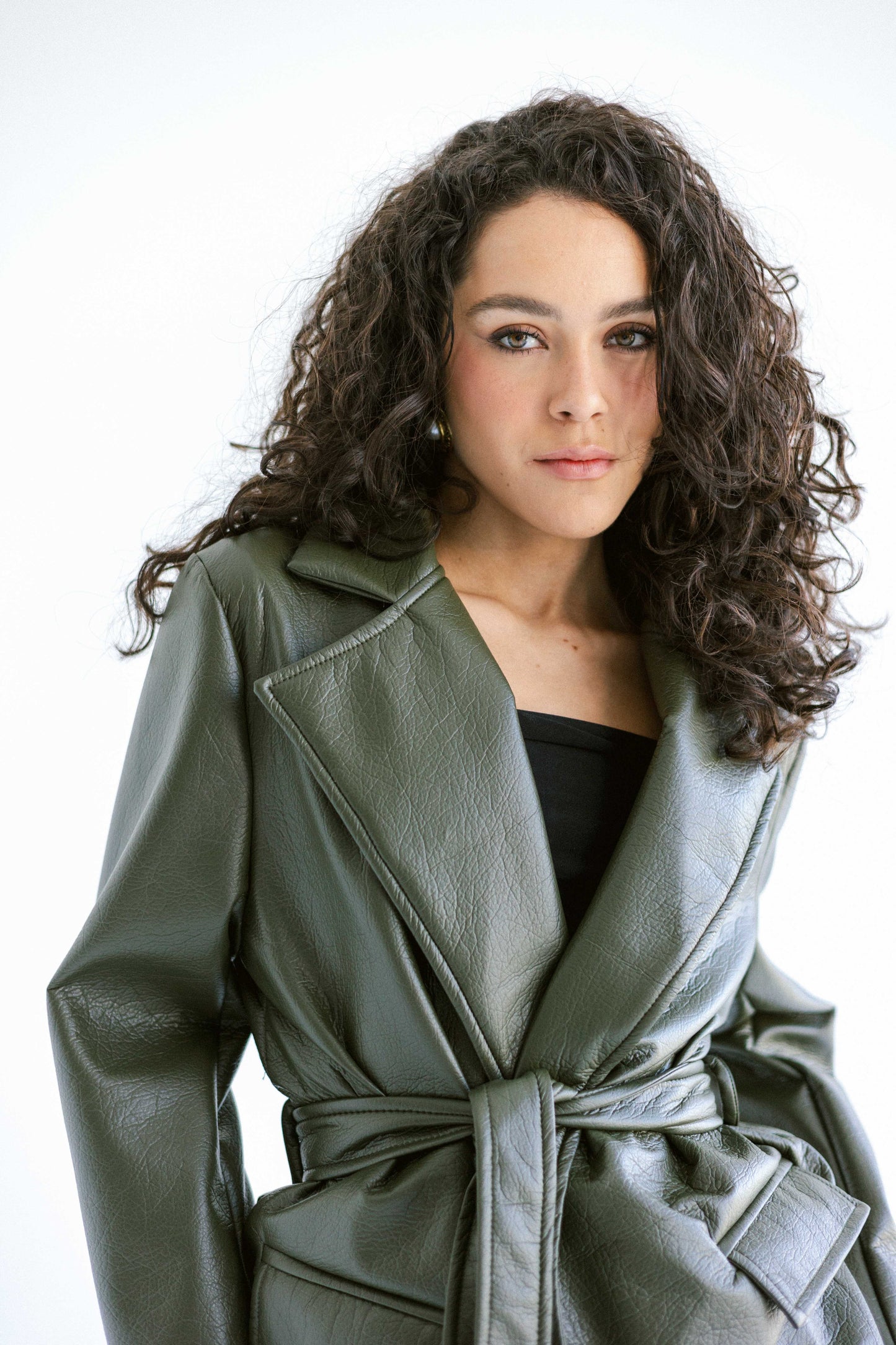 Going Places Leather Blazer (Long Version)  - Olive