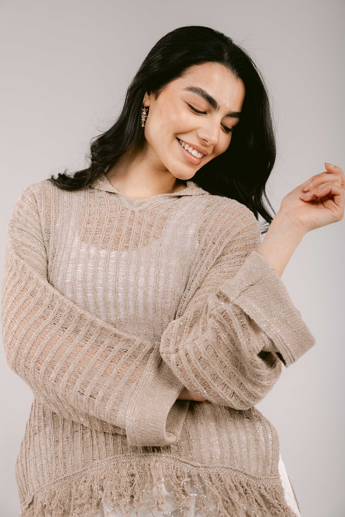 By The Beach Crochet Top - Taupe