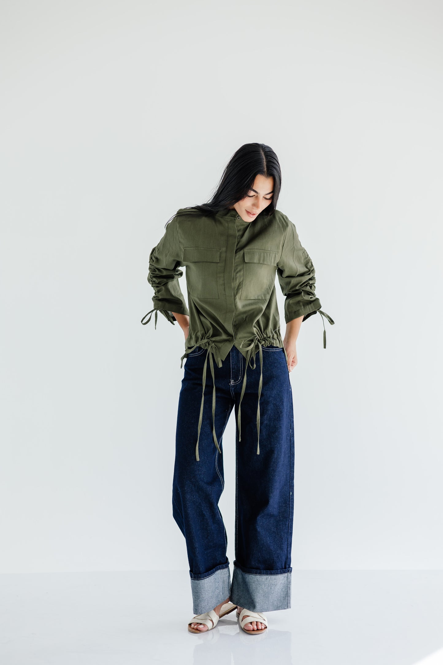 Pretty Fringes Linen Shirt - Olive