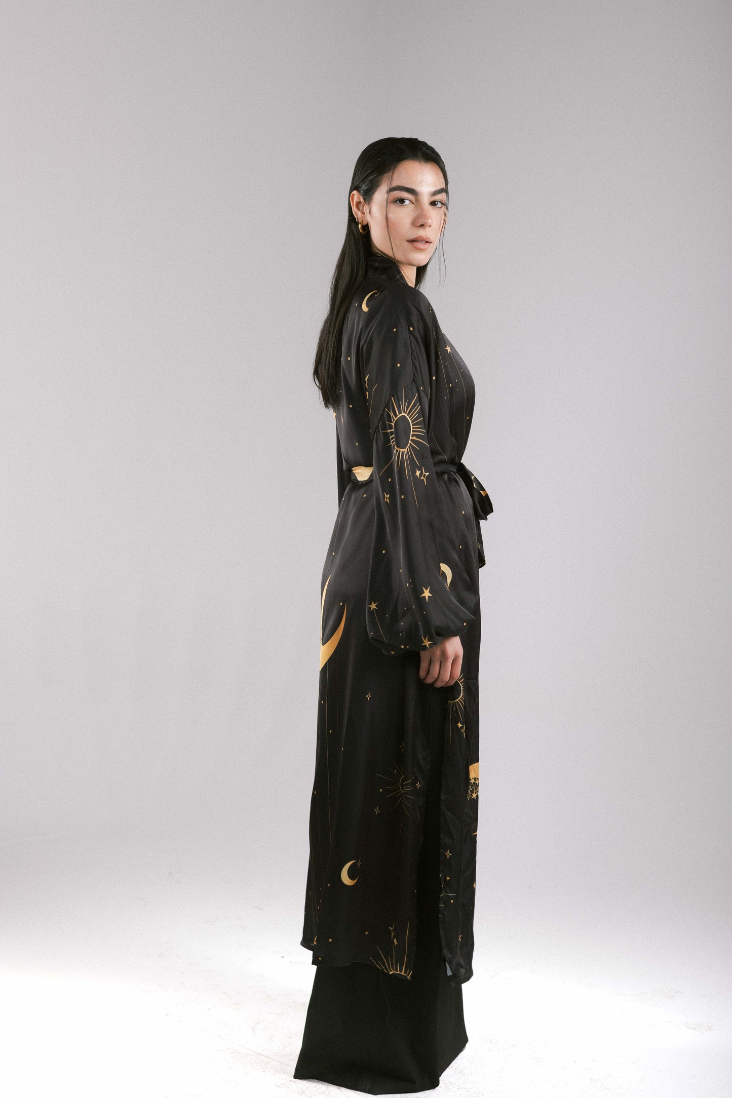 All Stars Satin Kimono in Black