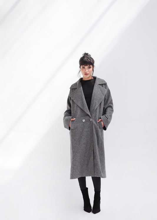 Long Time Coat - Dark Grey Stripes
