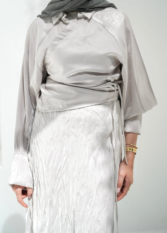Shimmery Wrap Top - Silver