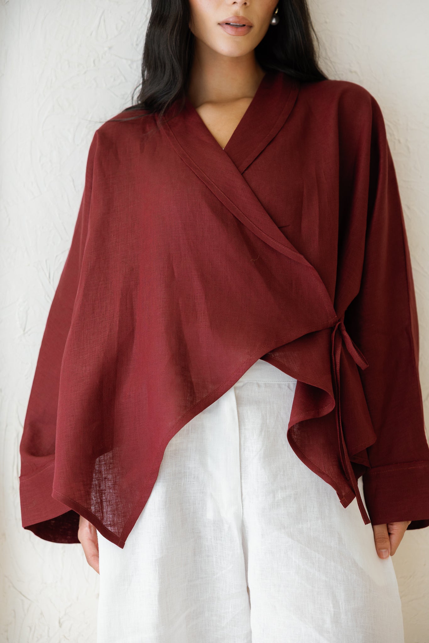 Such A Dreamy Linen Top - Burgundy