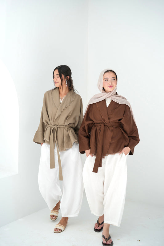 Sun Chaser Linen Cardigan - Taupe
