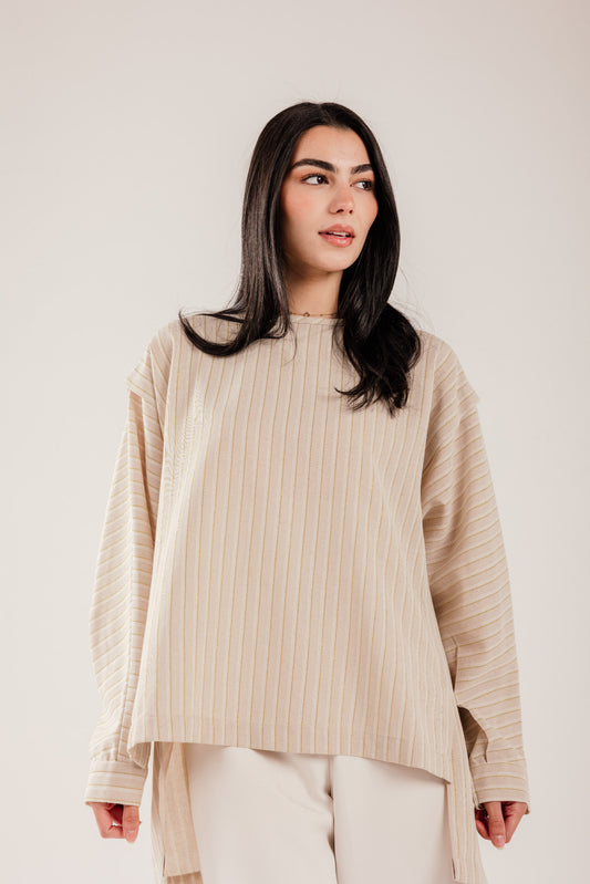 Sun Glow Linen Top in Silver