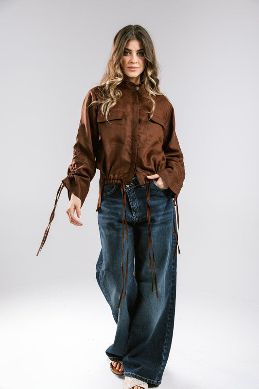 Pretty Fringes Linen Shirt - Brown