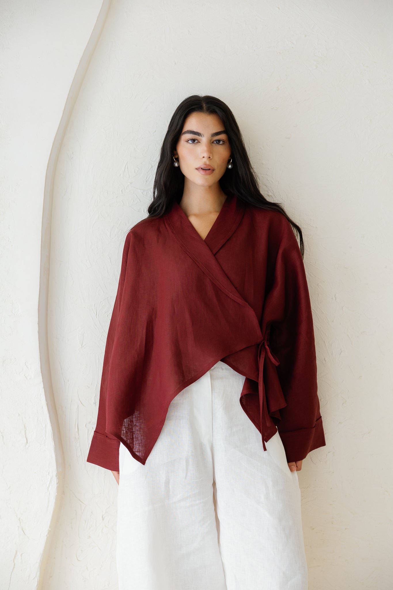 Such A Dreamy Linen Top - Burgundy