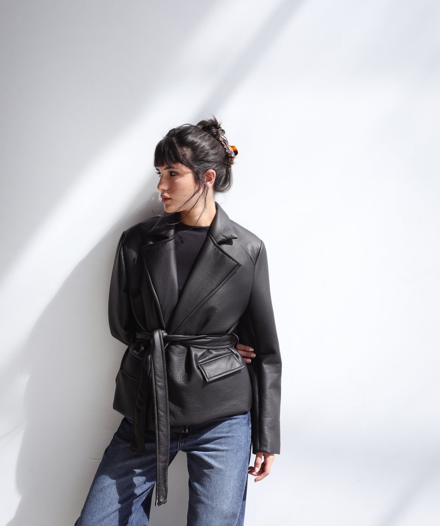 Going Places Leather Blazer - Black