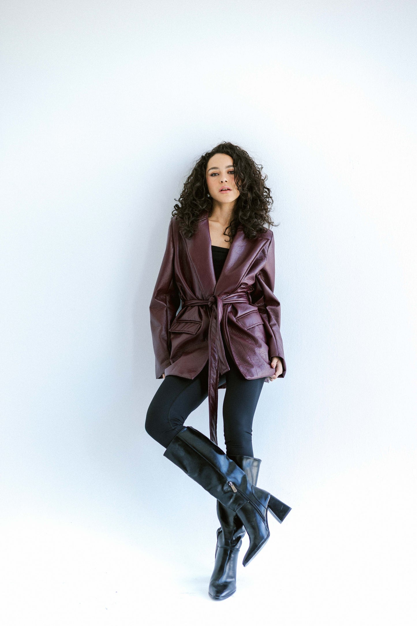 Going Places Leather Blazer (Long Version)  - Burgundy