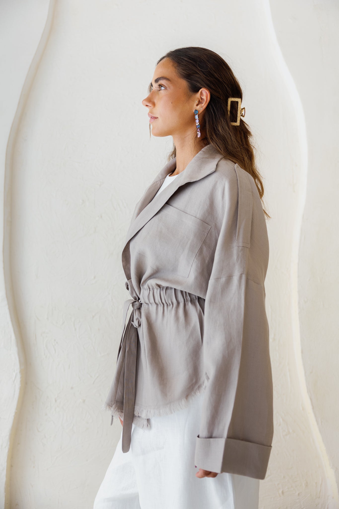 Amalia’s Signature Linen Top - Stone Grey