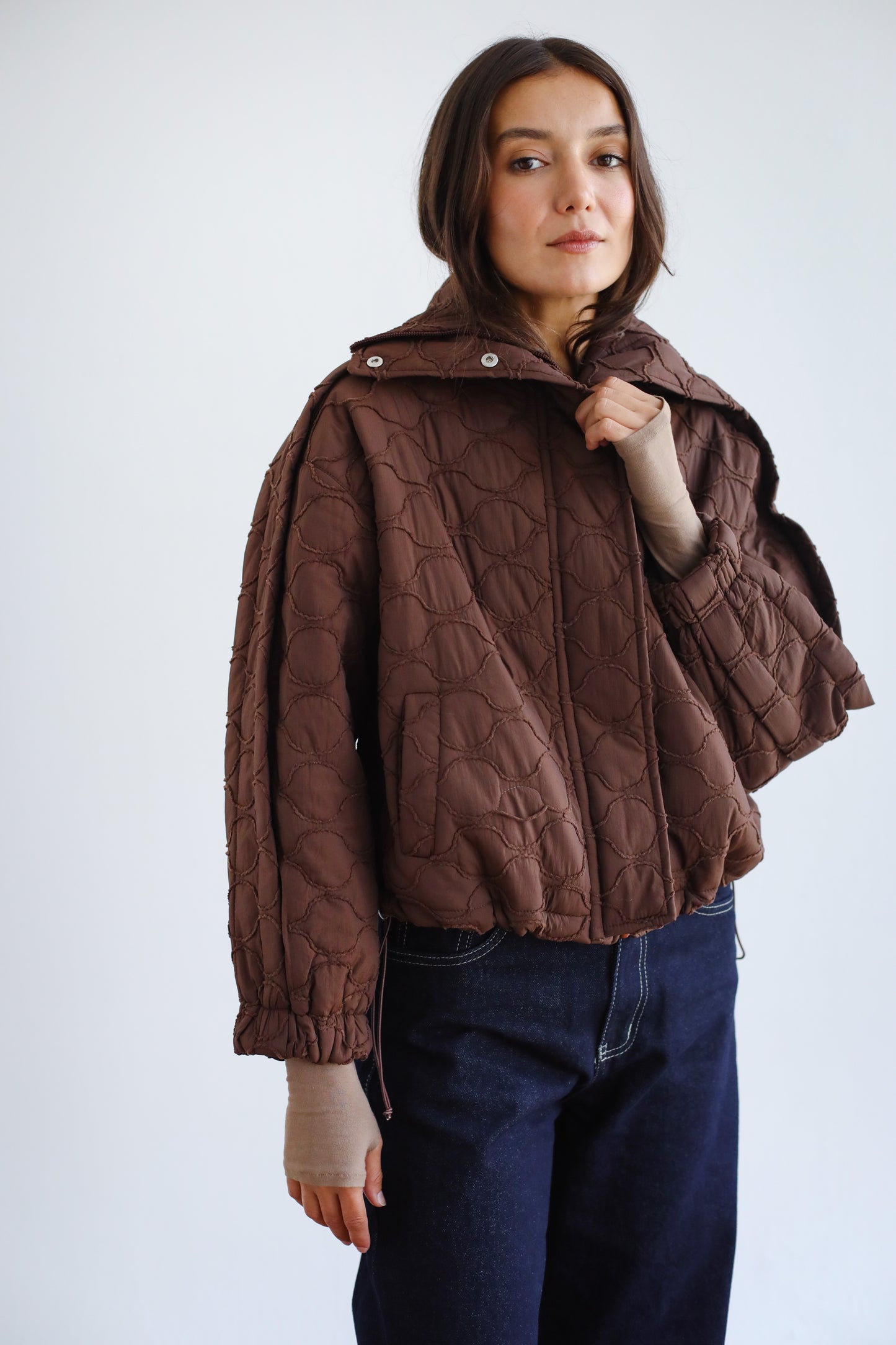 Around The World Bomber Jacket - Brown