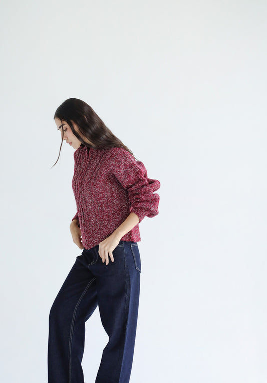 Too good to take off knit sweater - Burgundy