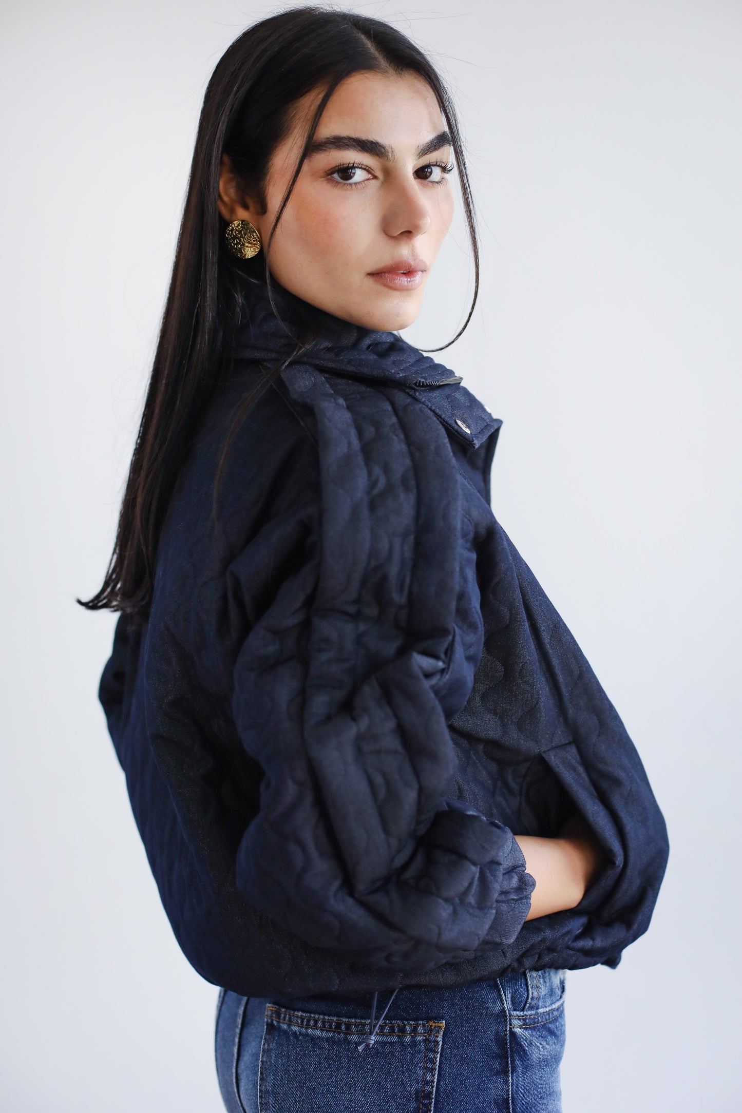 Around The World Bomber Jacket - Midnight Navy