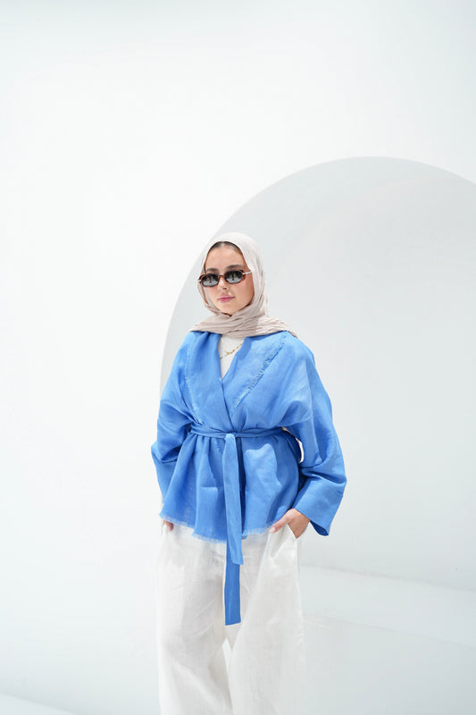 Sun Chaser Linen Cardigan - Cobalt