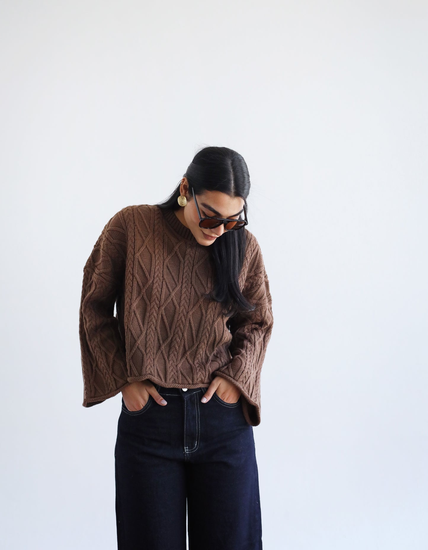 Heartwarming Cable Sweater in Brown
