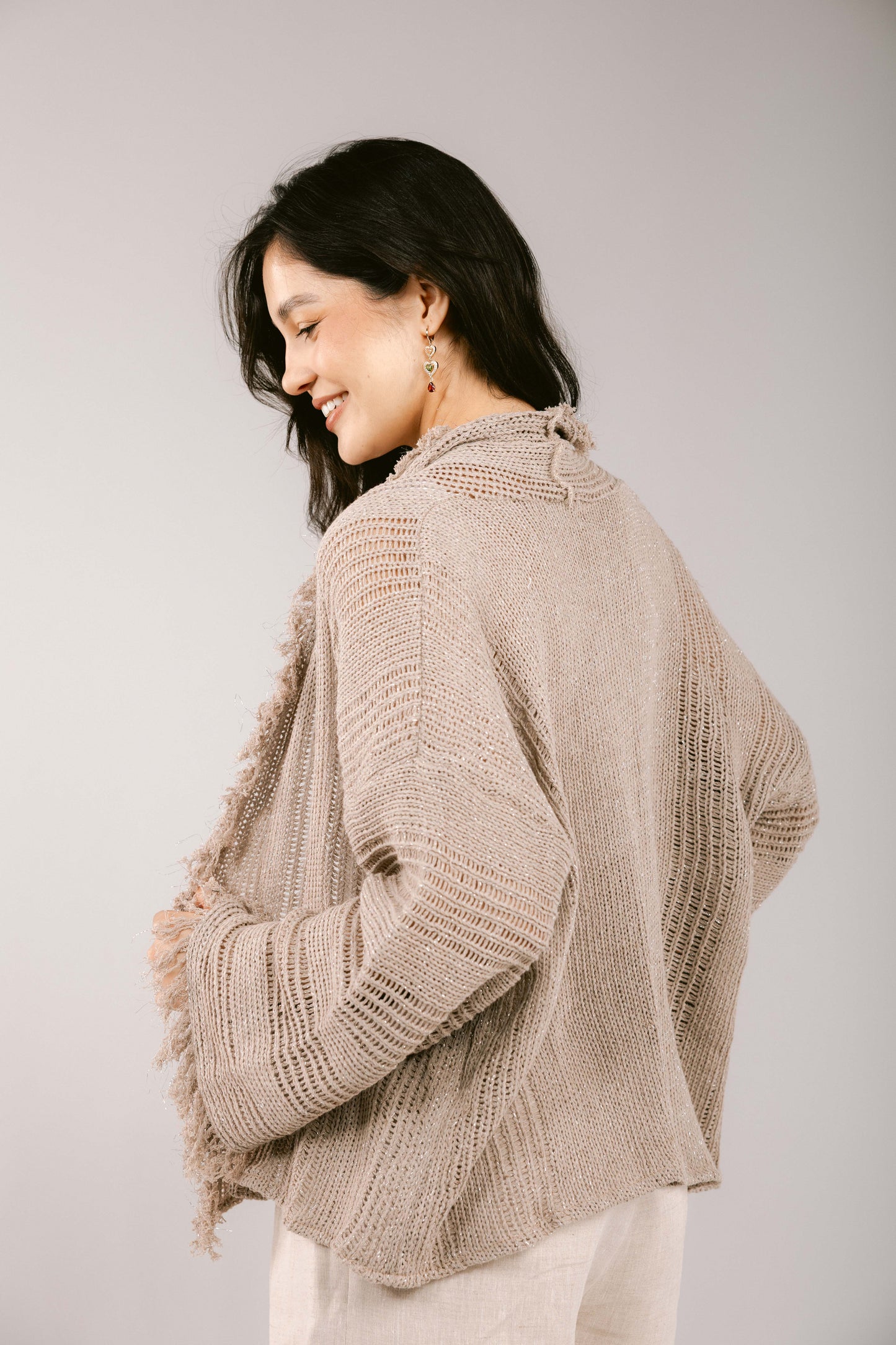 Brighter Days Crochet Cardigan - Taupe