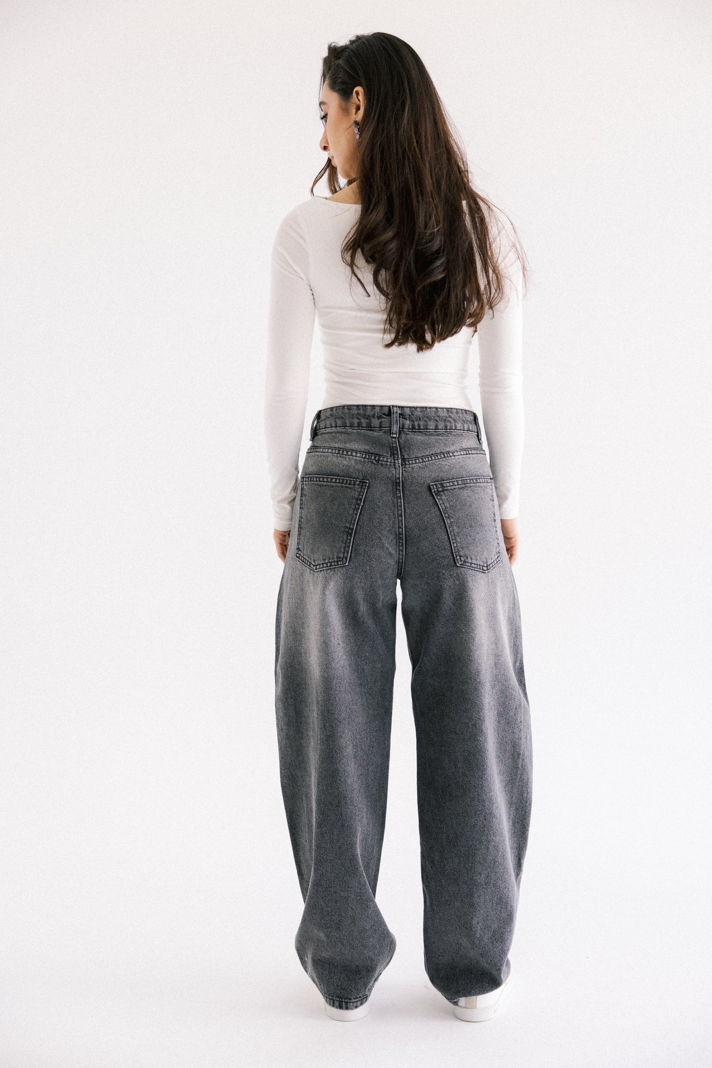 One and Only Balloon Denim Pants - Washed Grey