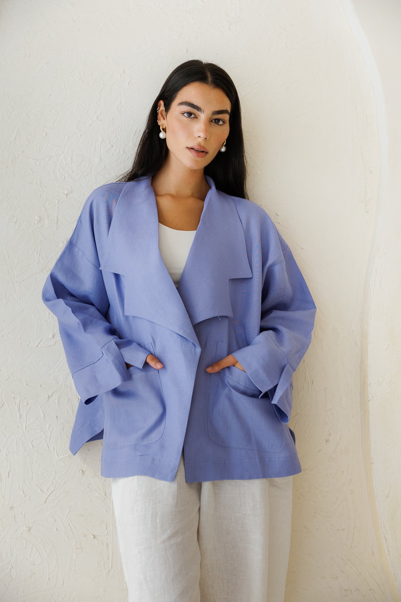 Full of Sunshine Linen Cardigan - Dusty Blue