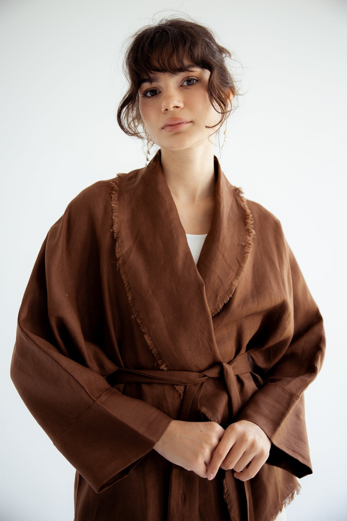 Sun Chaser Linen Cardigan - Brown