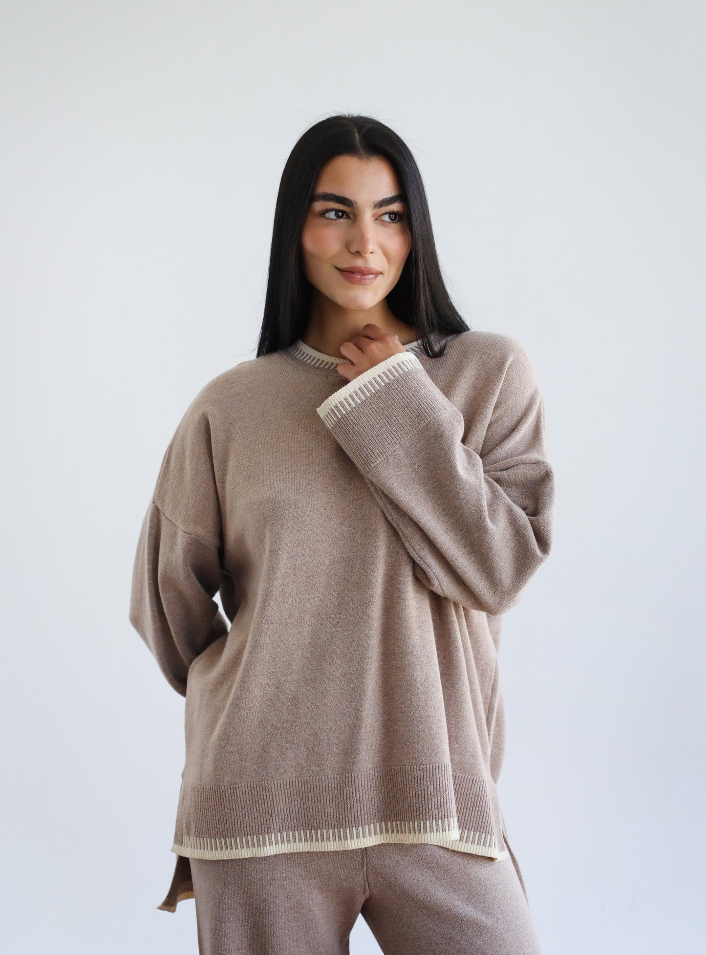 Minding My Business Knit Set - Dusty Mocha