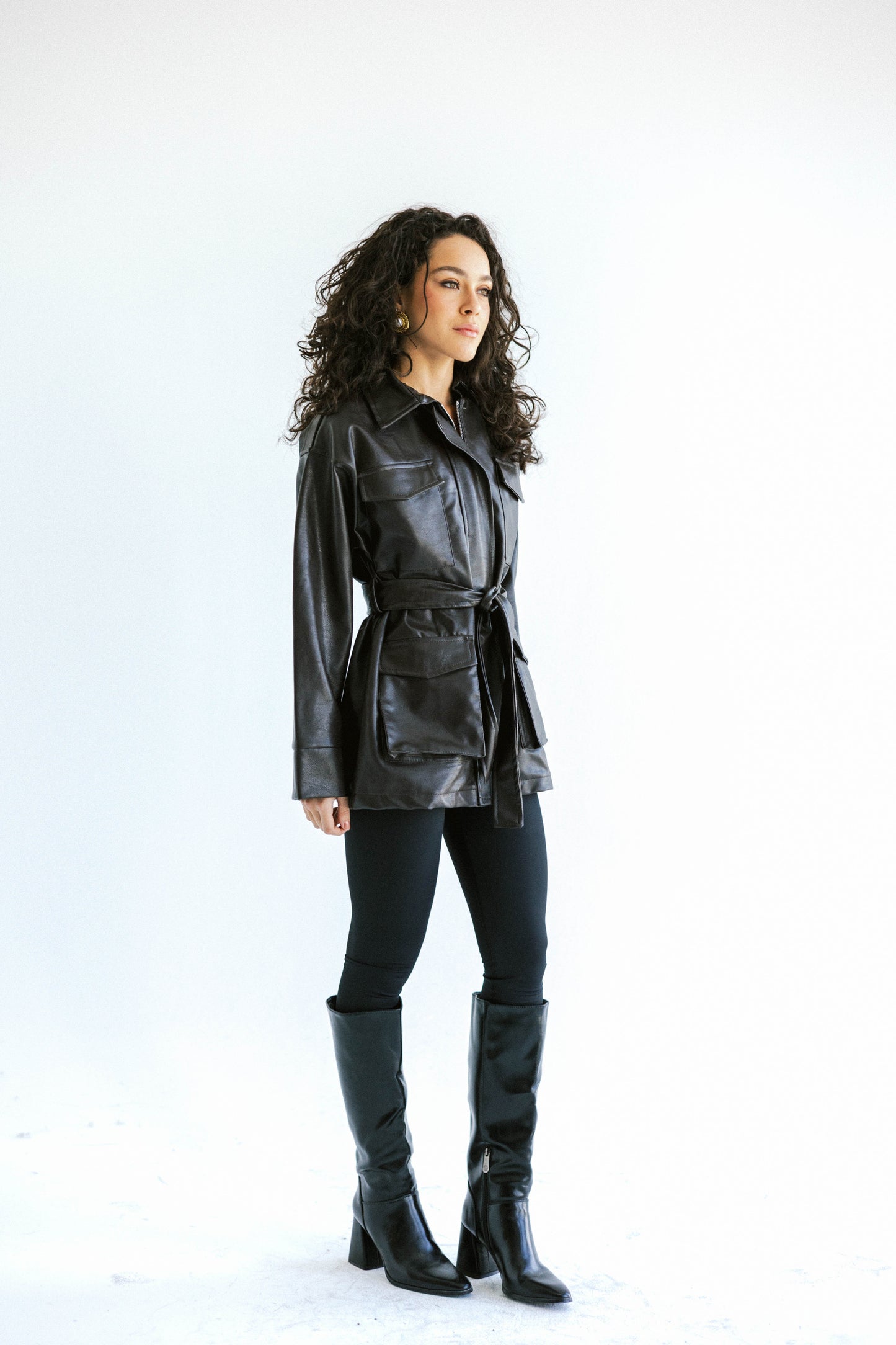 Fearless Belted Leather Jacket - Brown