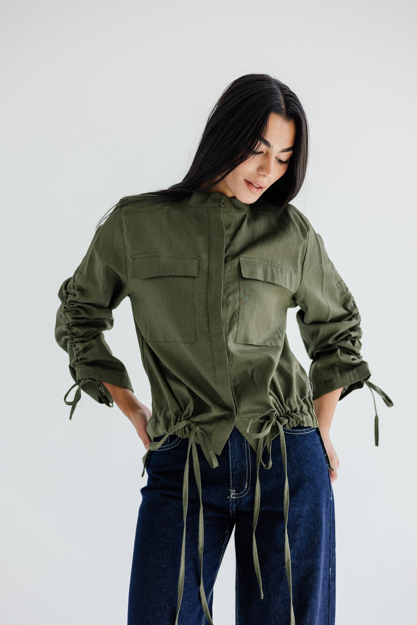 Pretty Fringes Linen Shirt - Olive